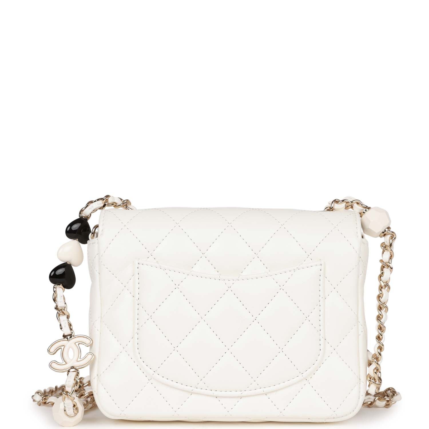Sweet Mini Square Flap Bag White Lambskin Light Gold Hardware