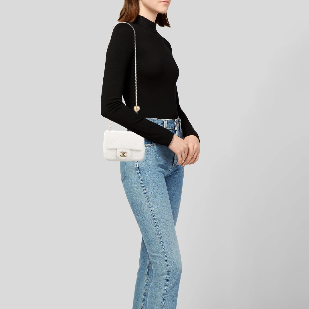 2021 Pearl Crush Mini Square Flap Bag