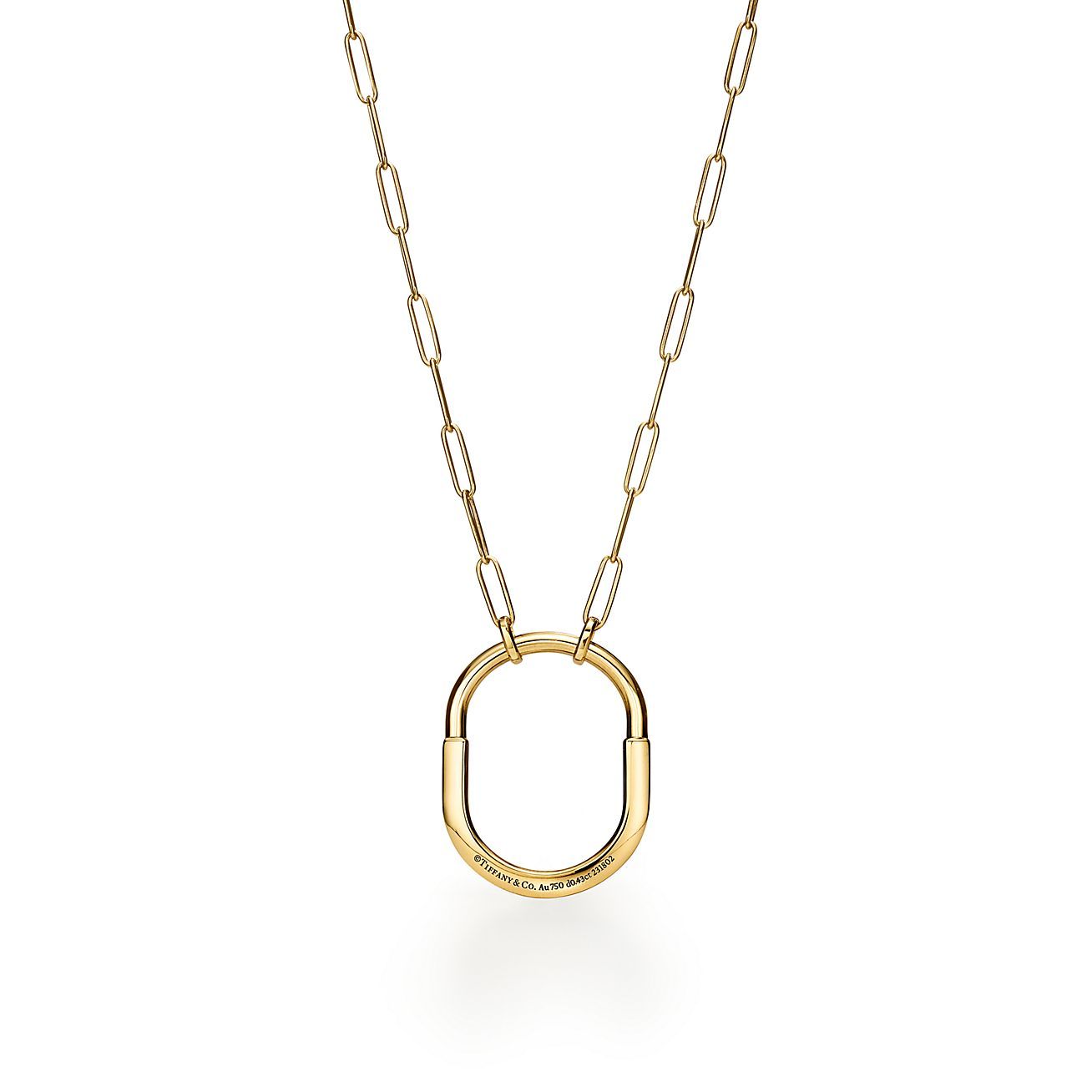 Lock Pendant in Yellow Gold with Diamonds, Large