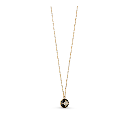 B Blossom Pendant, Yellow Gold, White Gold, Onyx And Diamonds
