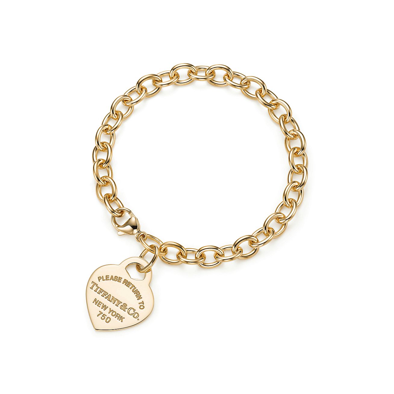 Return to 庐 Heart Tag Bracelet in Yellow Gold, Medium