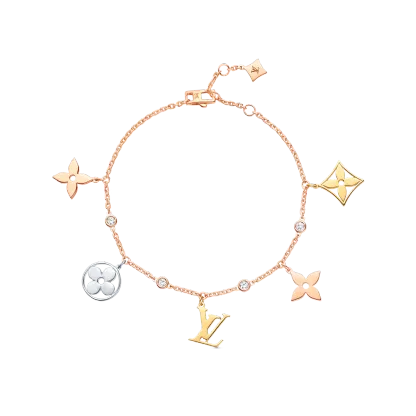 Idylle Blossom Charms Bracelet, 3 Golds And Diamonds