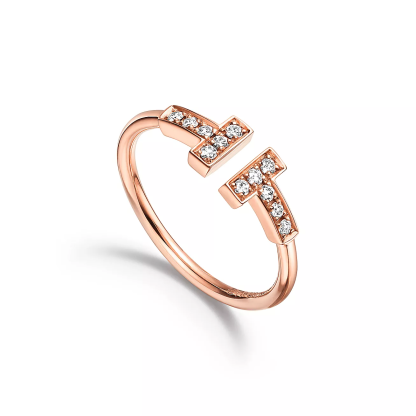 T Diamond Wire Ring in 18k Rose Gold