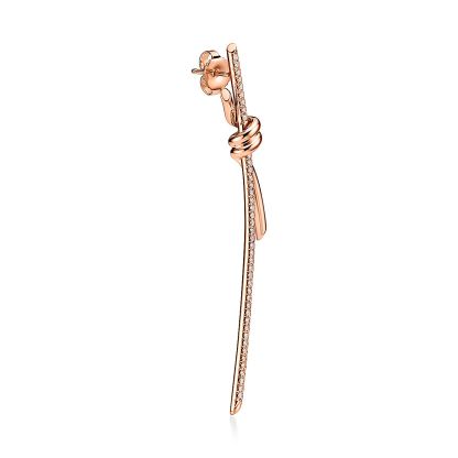 Knot Drop Earrings in Rose Gold with Diamonds