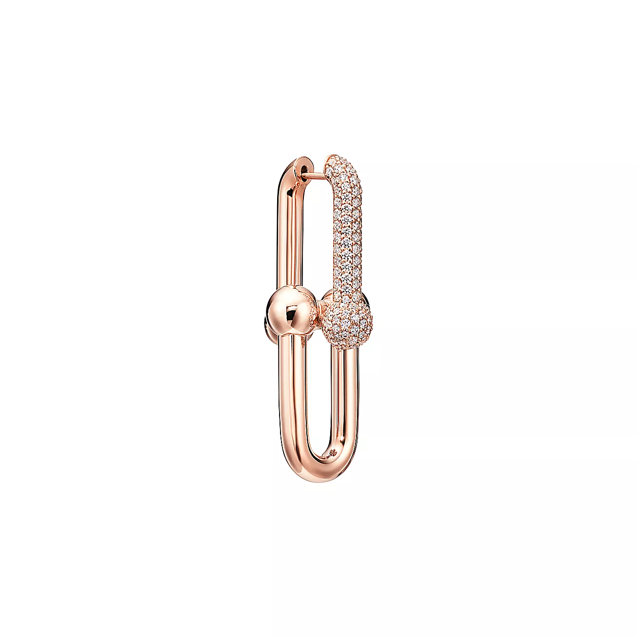 HardWear Link Earrings in 18k Rose Gold with Pave Diamonds