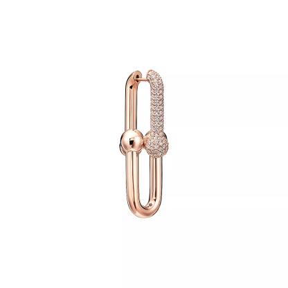 HardWear Link Earrings in 18k Rose Gold with Pave Diamonds
