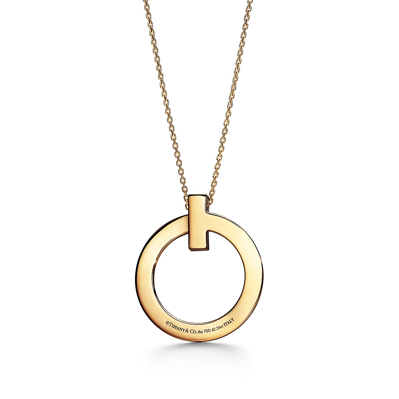 T T1 Circle Pendant in 18k Yellow Gold with Diamonds, Large