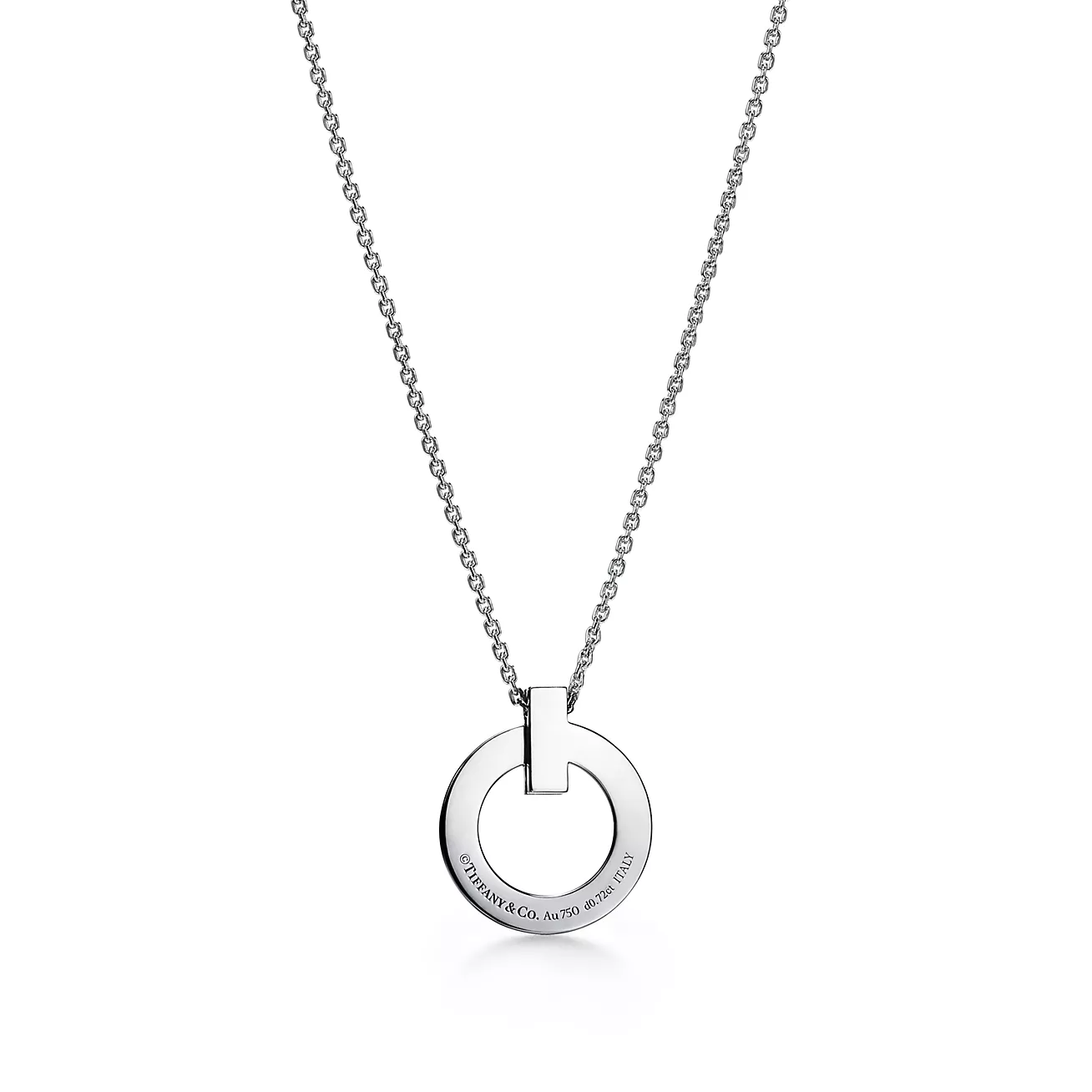 T T1 Circle Pendant in White Gold with Pave Diamonds