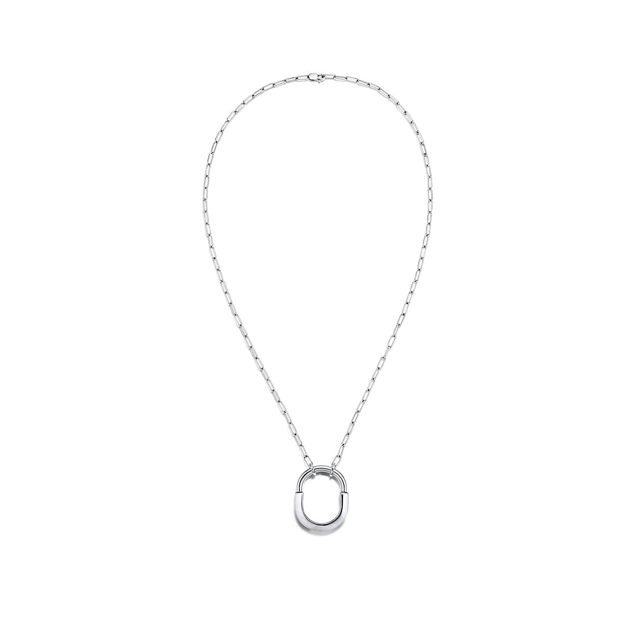 Lock Pendant in White Gold, Medium
