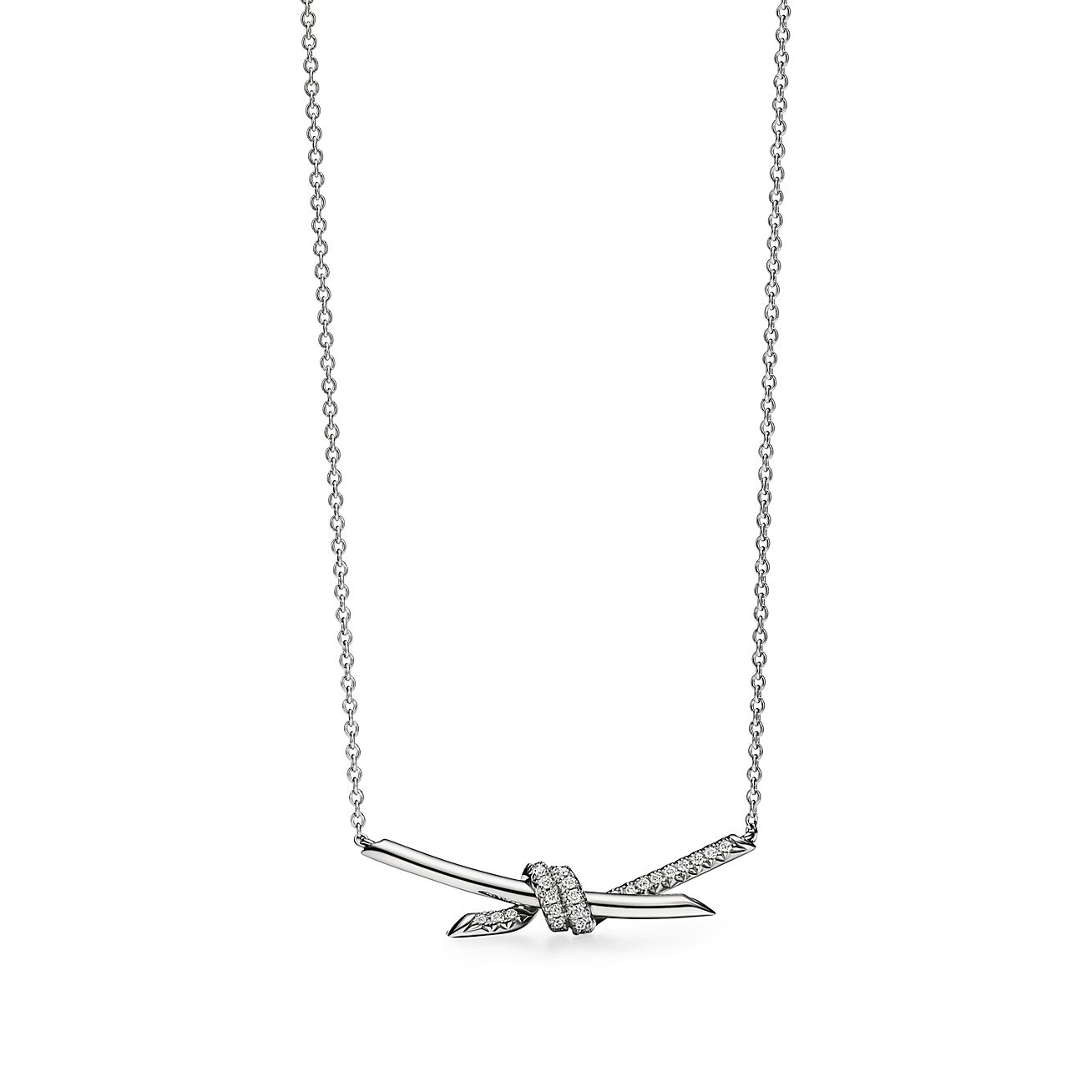 Knot Pendant in White Gold with Diamonds