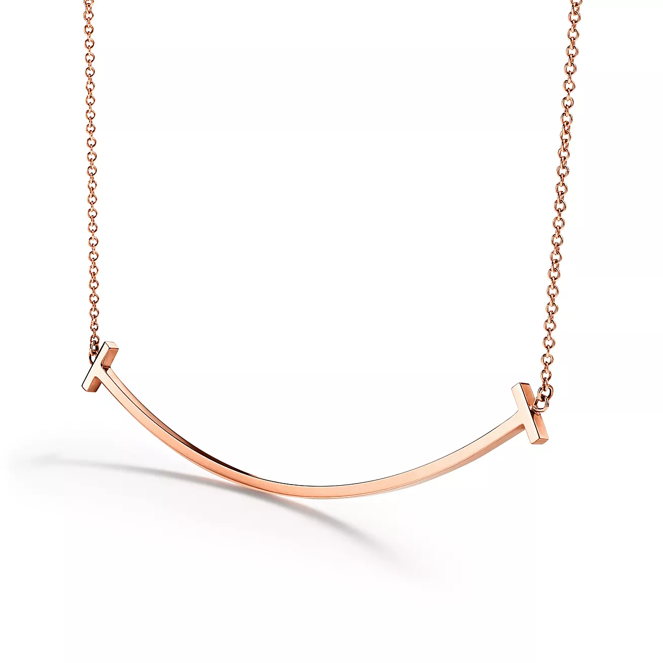 T Smile Pendant in Rose Gold, Large