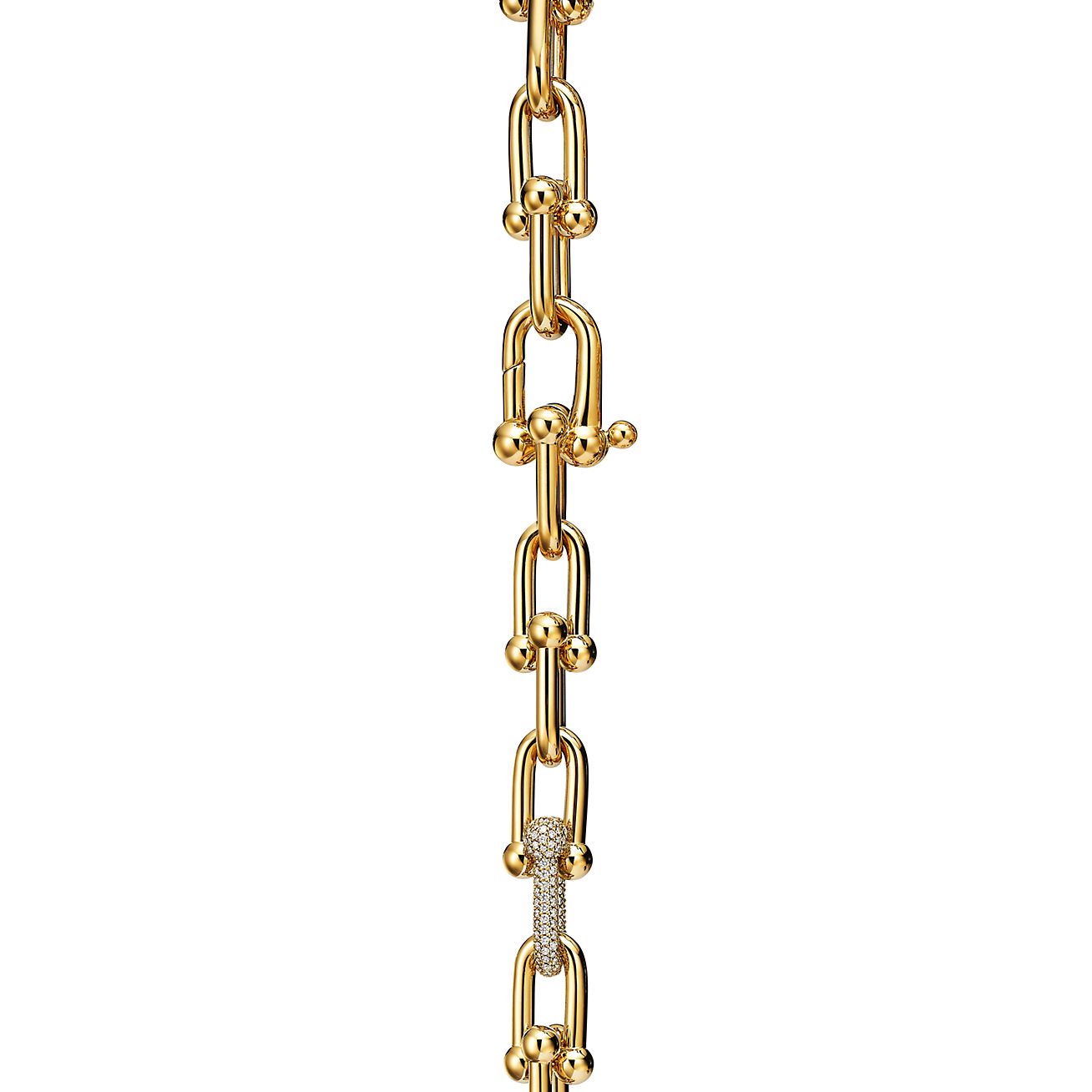 HardWear Large Link Bracelet in Yellow Gold with Diamonds