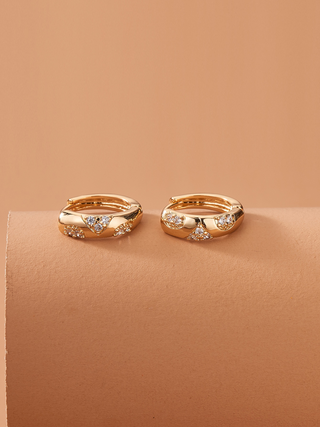 Rhinestone Decor Hoop Earrings