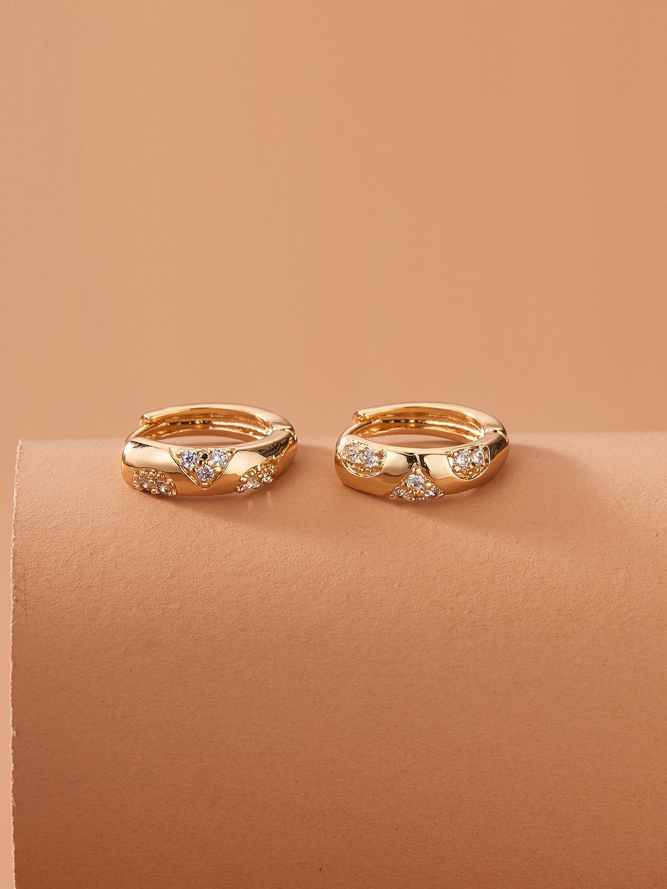 Rhinestone Decor Hoop Earrings