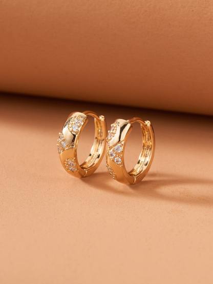 Rhinestone Decor Hoop Earrings