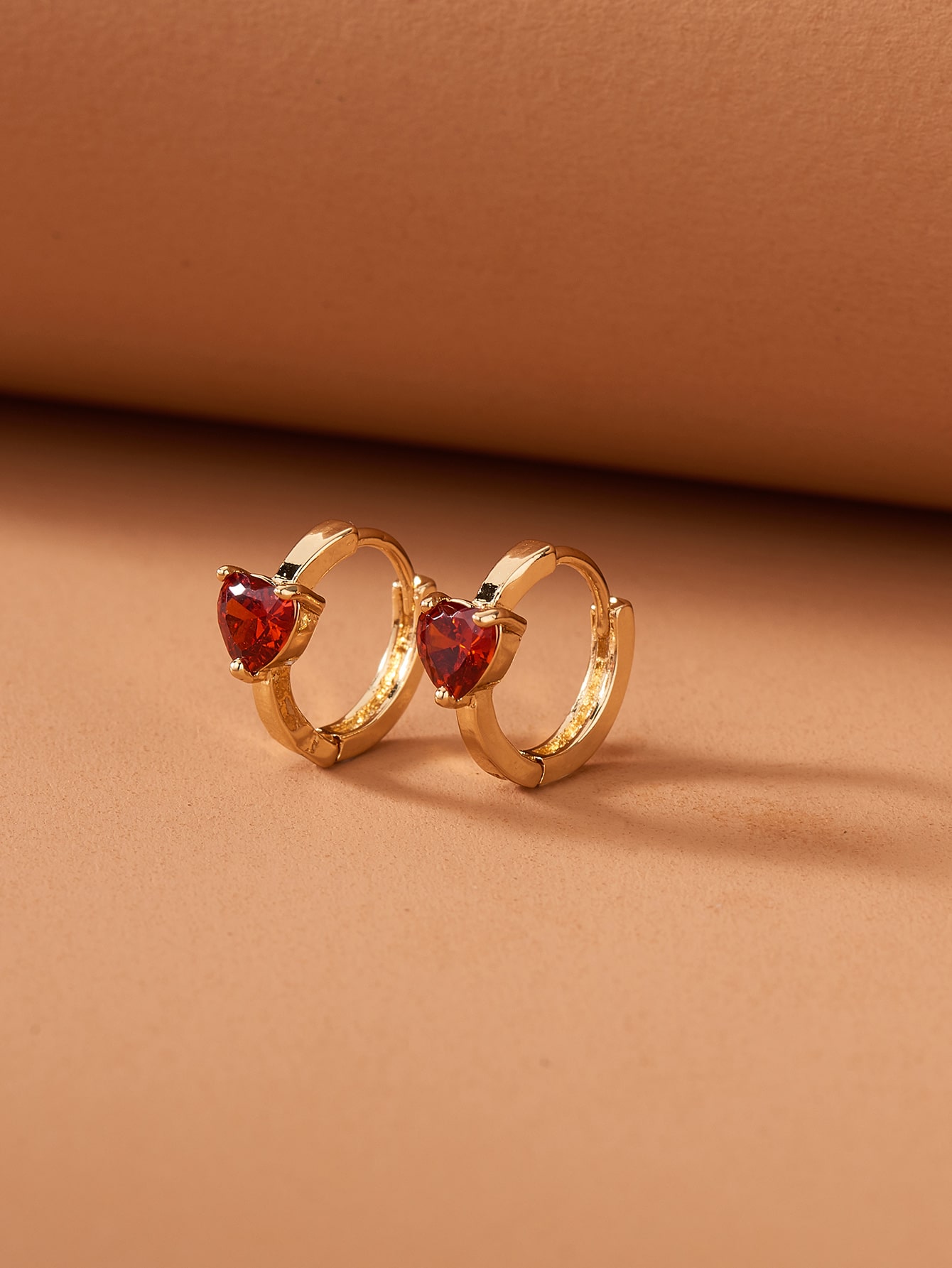 Rhinestone Heart Decor Hoop Earrings