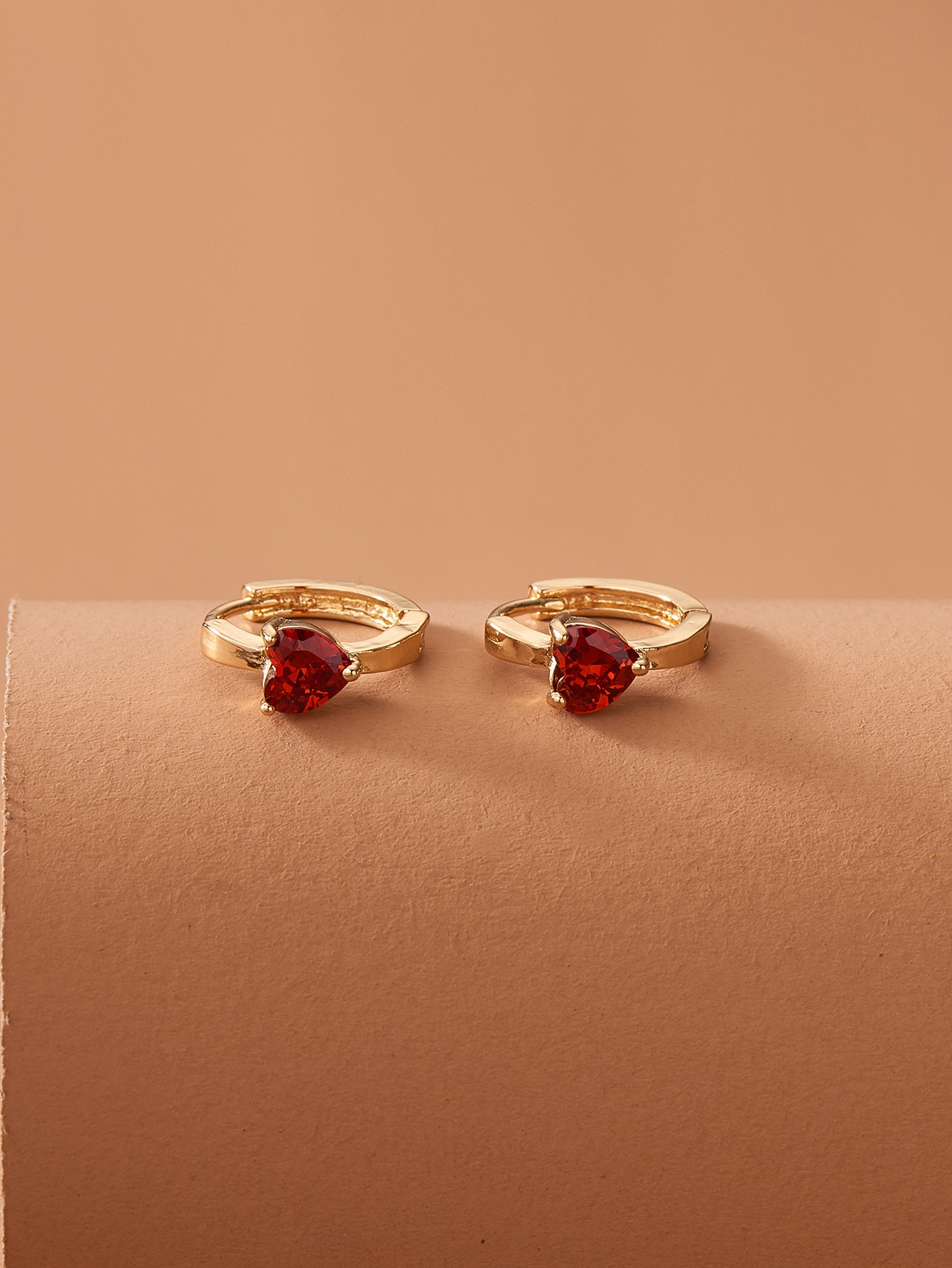 Rhinestone Heart Decor Hoop Earrings