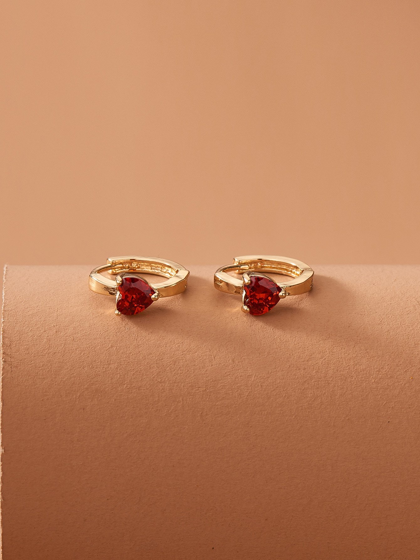 Rhinestone Heart Decor Hoop Earrings