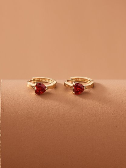 Rhinestone Heart Decor Hoop Earrings