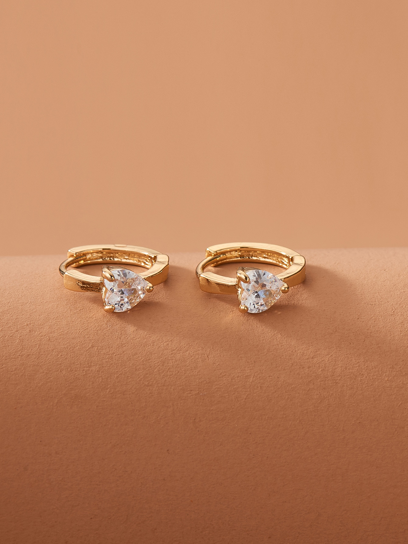 Rhinestone Heart Decor Hoop Earrings