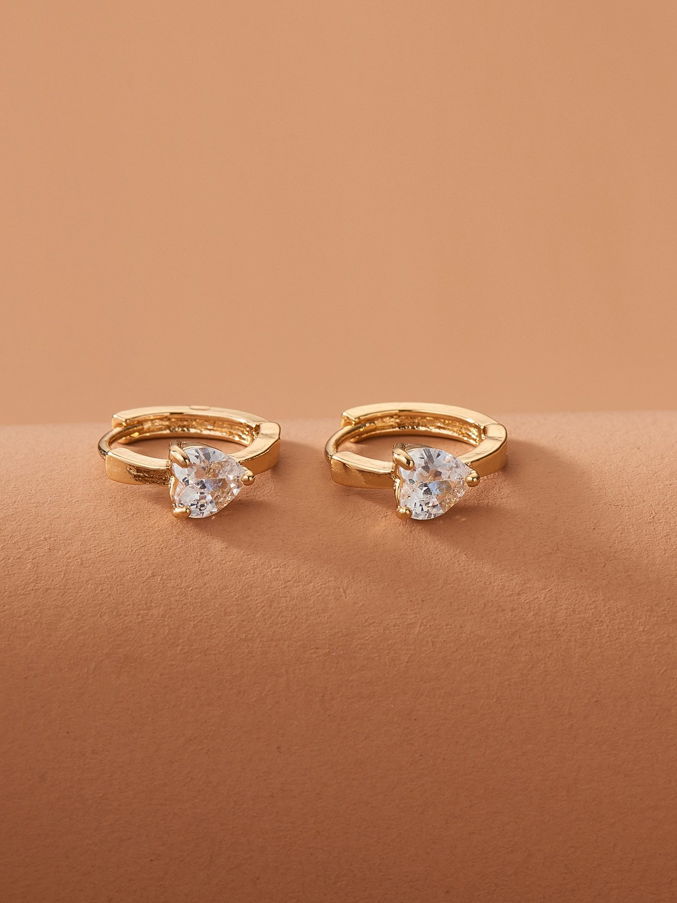 Rhinestone Heart Decor Hoop Earrings