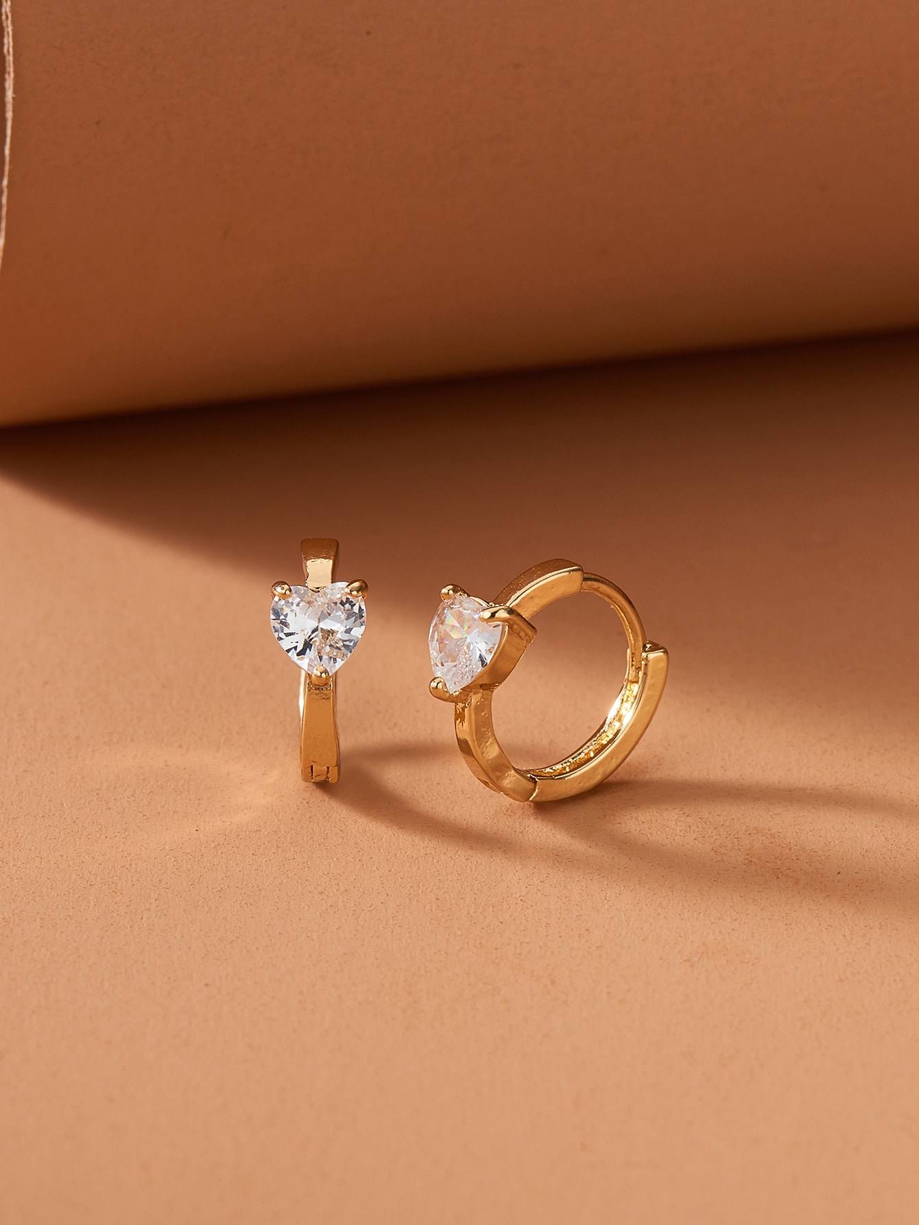 Rhinestone Heart Decor Hoop Earrings