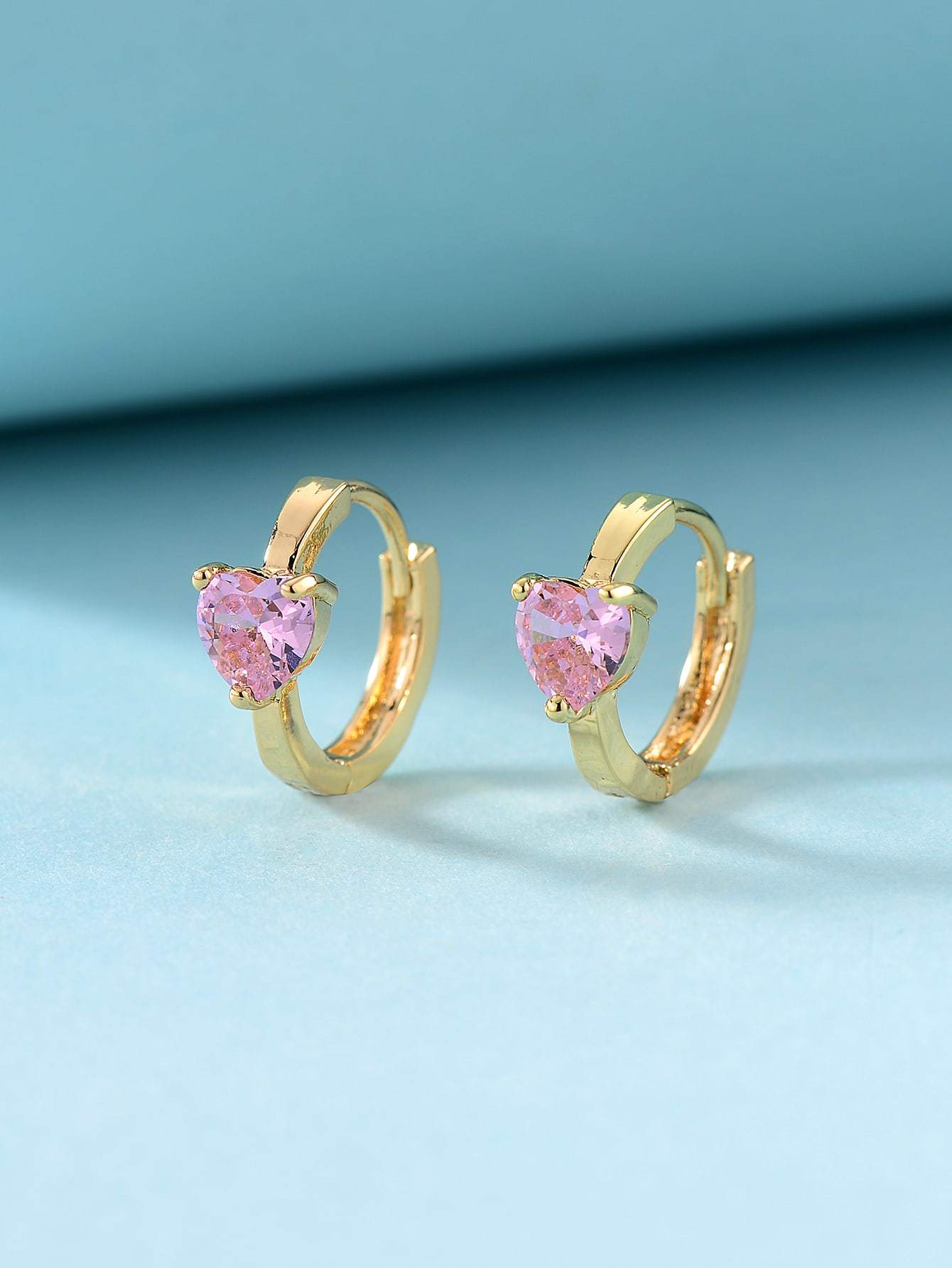 Rhinestone Heart Decor Hoop Earrings