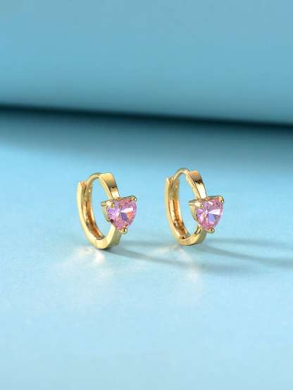 Rhinestone Heart Decor Hoop Earrings