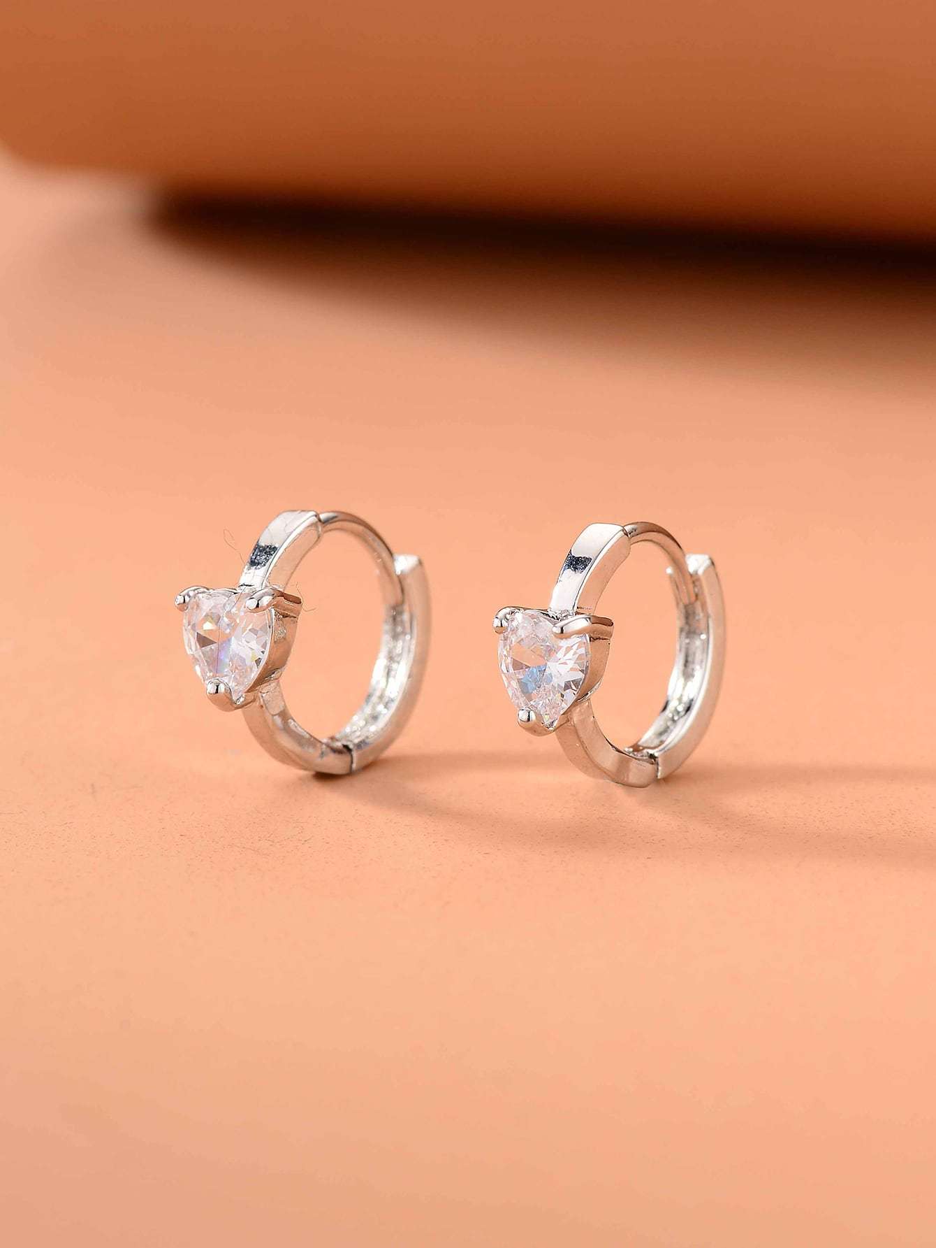 Rhinestone Heart Decor Hoop Earrings