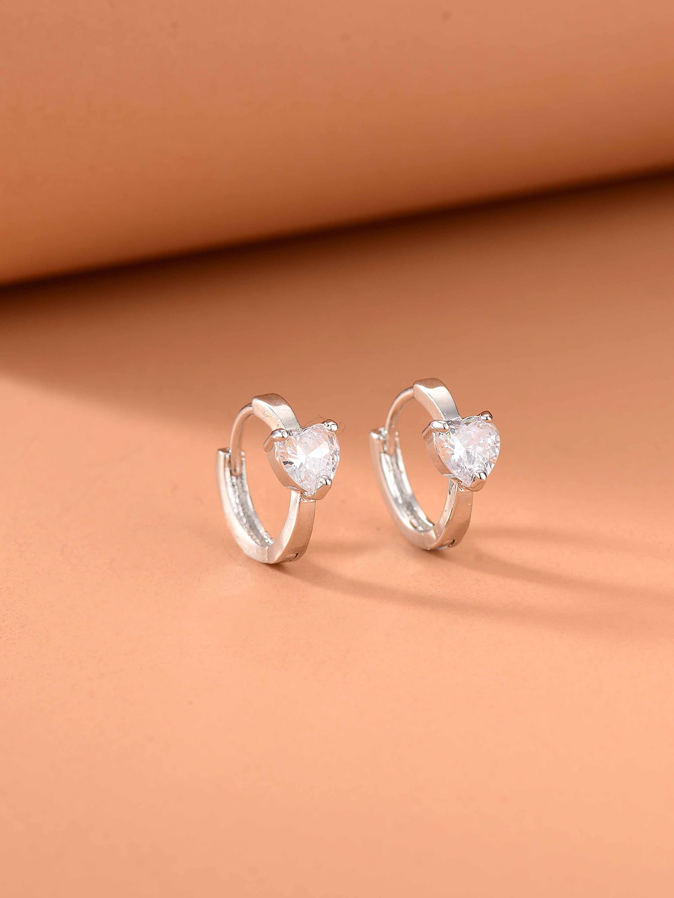 Rhinestone Heart Decor Hoop Earrings