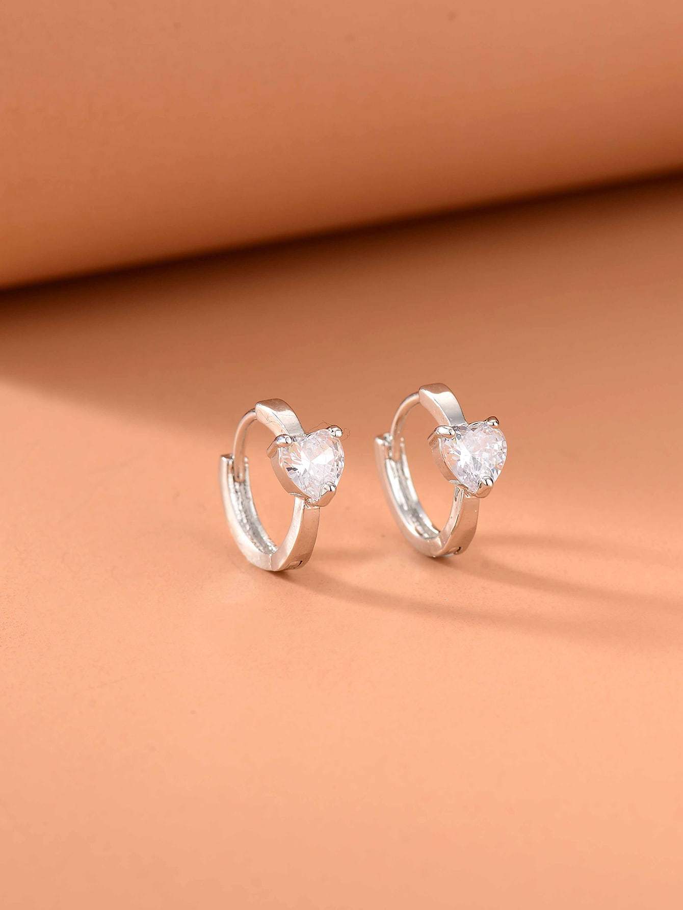Rhinestone Heart Decor Hoop Earrings