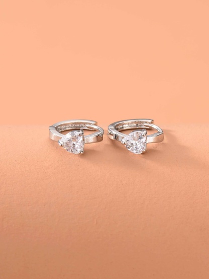 Rhinestone Heart Decor Hoop Earrings