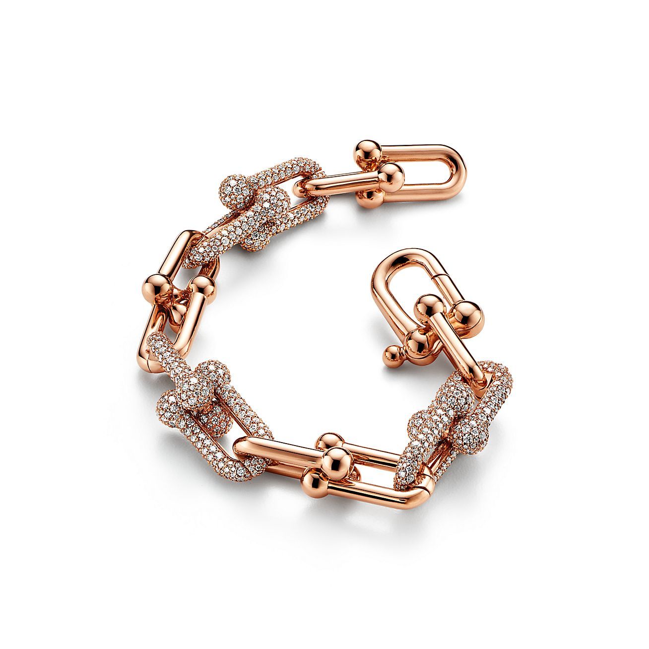 HardWear Link Bracelet in Rose Gold with Pave Diamonds