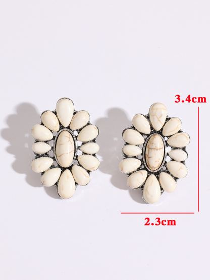 Turquoise Decor Stud Earrings