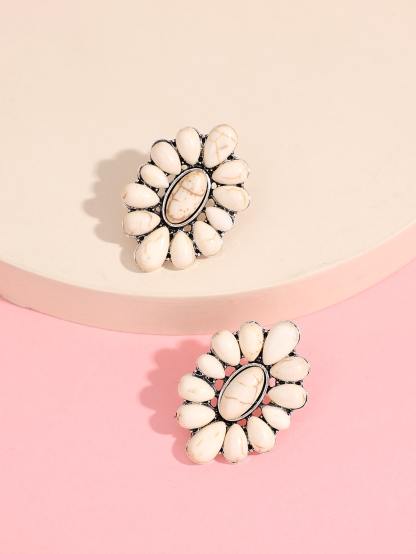 Turquoise Decor Stud Earrings