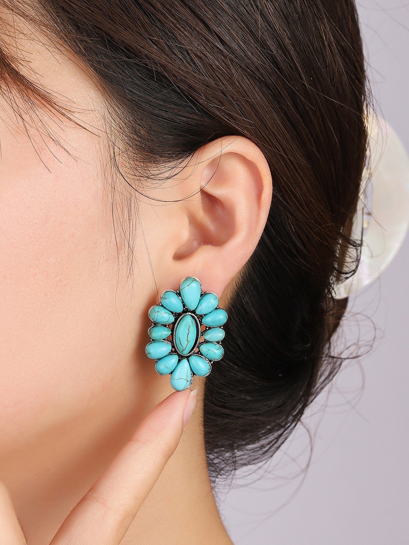 Turquoise Decor Stud Earrings