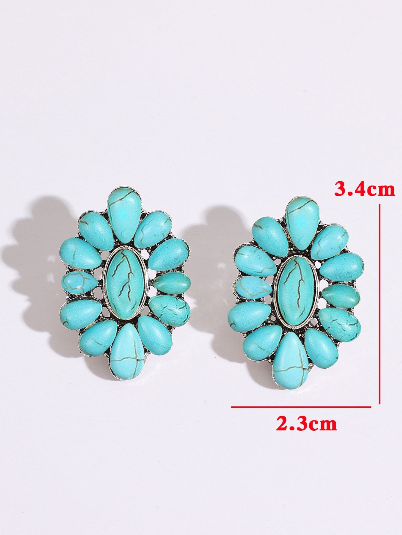 Turquoise Decor Stud Earrings