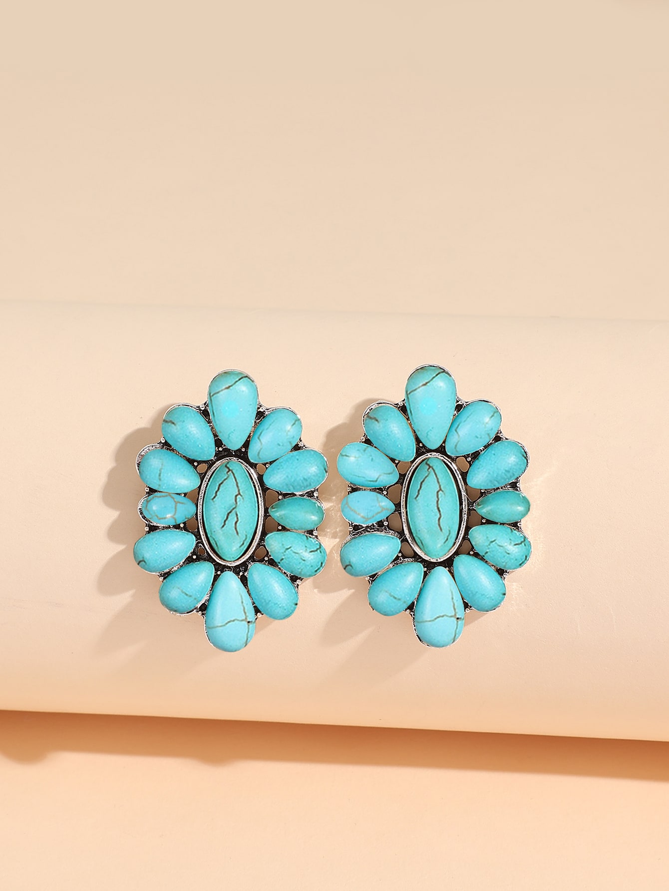 Turquoise Decor Stud Earrings