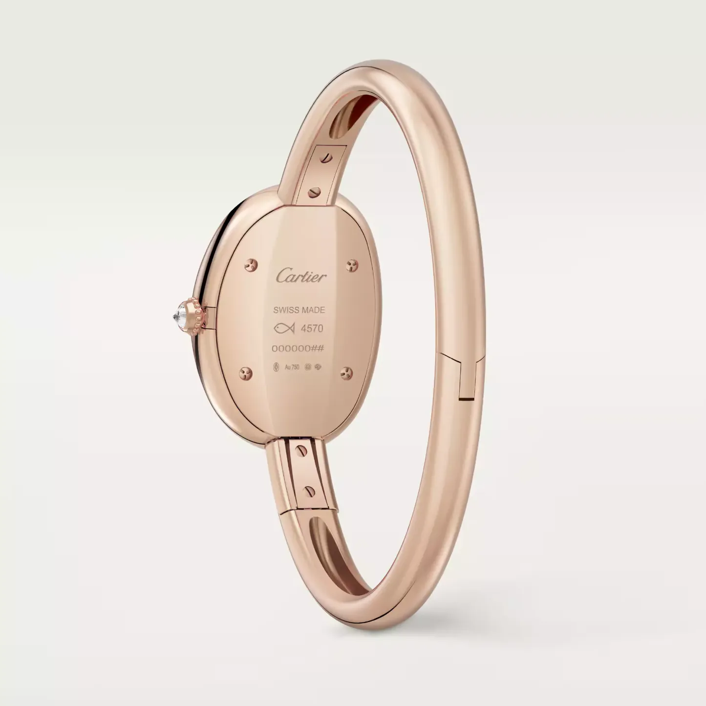 BAIGNOIRE WATCH, Small Model With 42 Diamonds, Rose Gold, Size 15 - 17