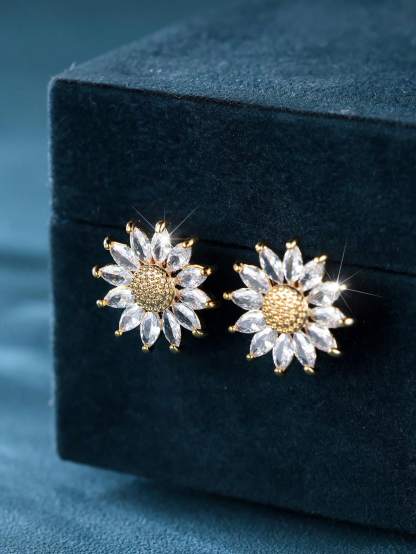 1pair Golden Yellow  Sunflower Dangle Earring