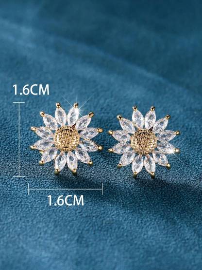 1pair Golden Yellow  Sunflower Dangle Earring