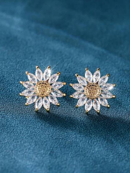 1pair Golden Yellow  Sunflower Dangle Earring