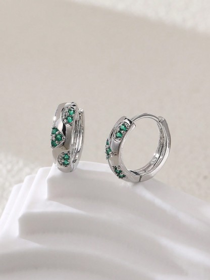 Rhinestone Decor Hoop Earrings