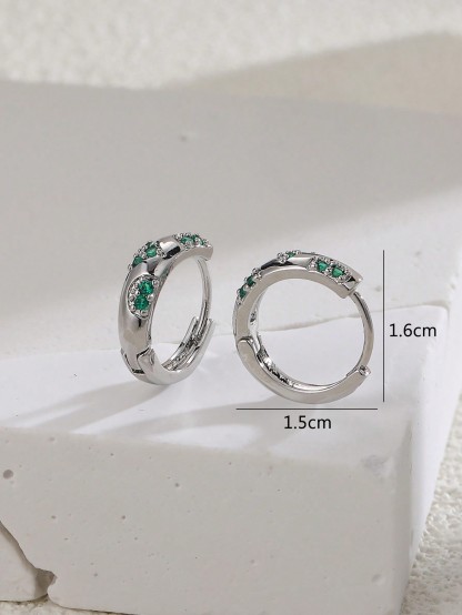 Rhinestone Decor Hoop Earrings