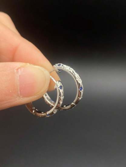 1pair Luxurious Copper Inlaid Multi-color Star, Moon & Round Shaped Hoop Earrings