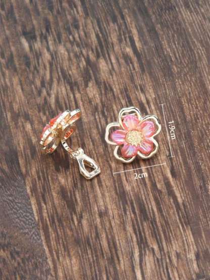 1pair Fashionable Zinc Alloy Flower Decor Clip On Earrings For Women For Daily Decoration