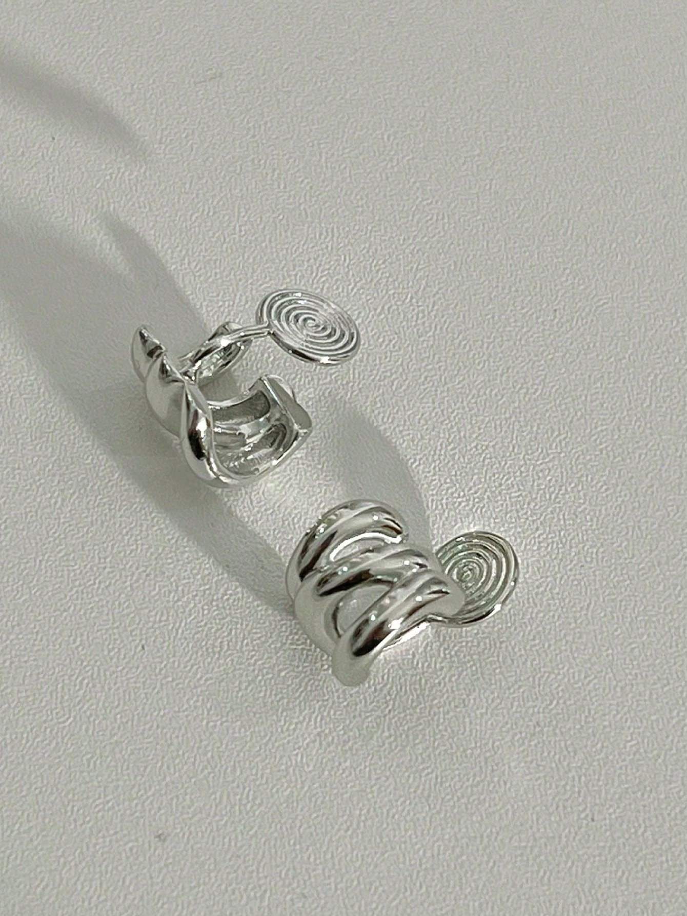 1pair Fashionable Zinc Alloy Flower Decor Clip On Earrings For Women For Daily Decoration