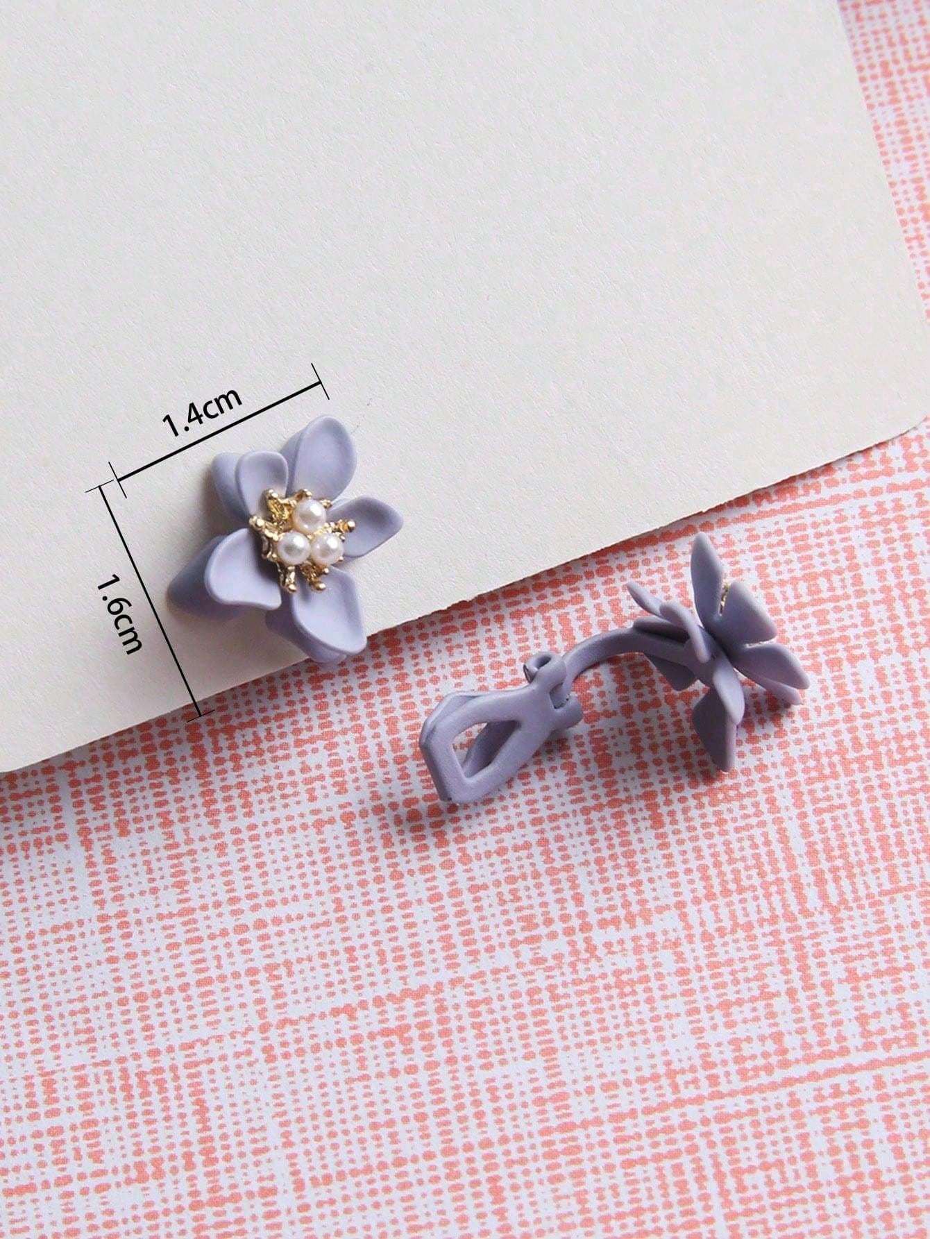 1pair Fashionable Zinc Alloy Flower Decor Clip On Earrings For Women For Daily Decoration