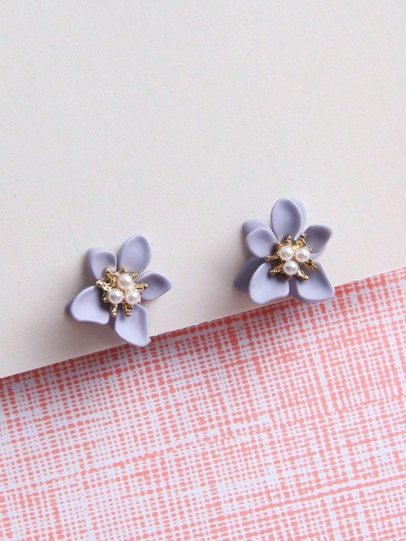 1pair Fashionable Zinc Alloy Flower Decor Clip On Earrings For Women For Daily Decoration