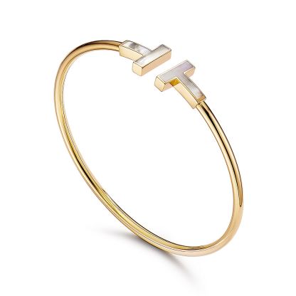 T Wire Bracelet in Yellow Gold with Mother-of-pearl